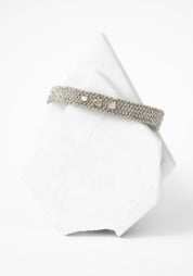 Gold Plated Woven Silver Tone Polki Diamond Bracelet