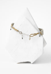 Gold Plated Woven Silver Tone Polki Diamond Bracelet