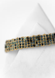 Gold Plated Woven Green Tourmaline Bracelet