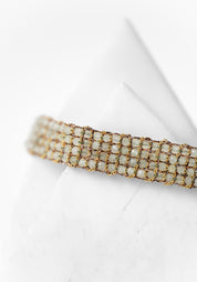Gold Plated Woven Prehnite Bracelet
