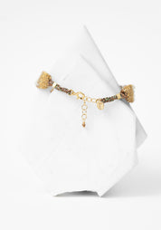 Gold Plated Woven Prehnite Bracelet