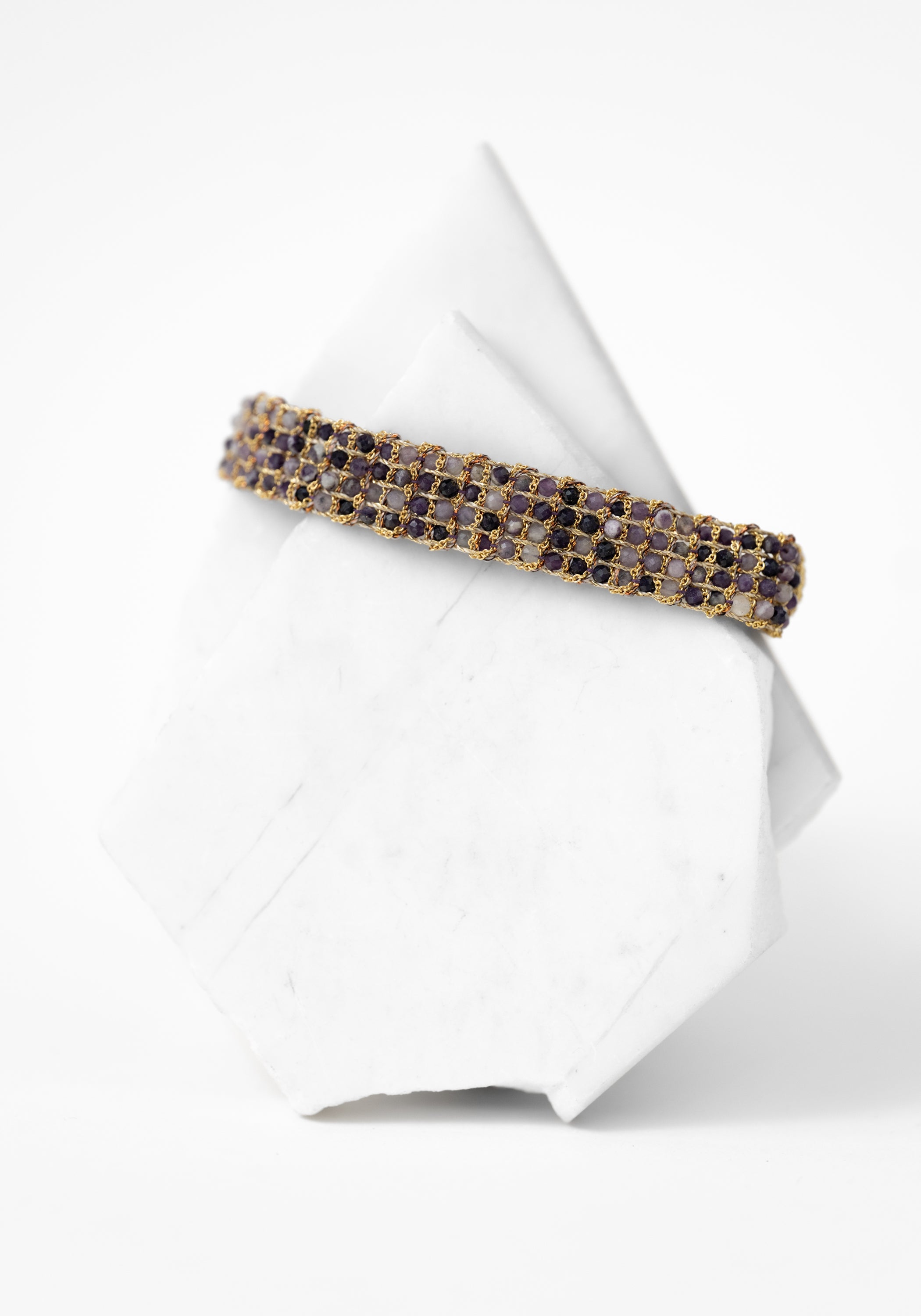 Gold Plated Woven Charoite Bracelet