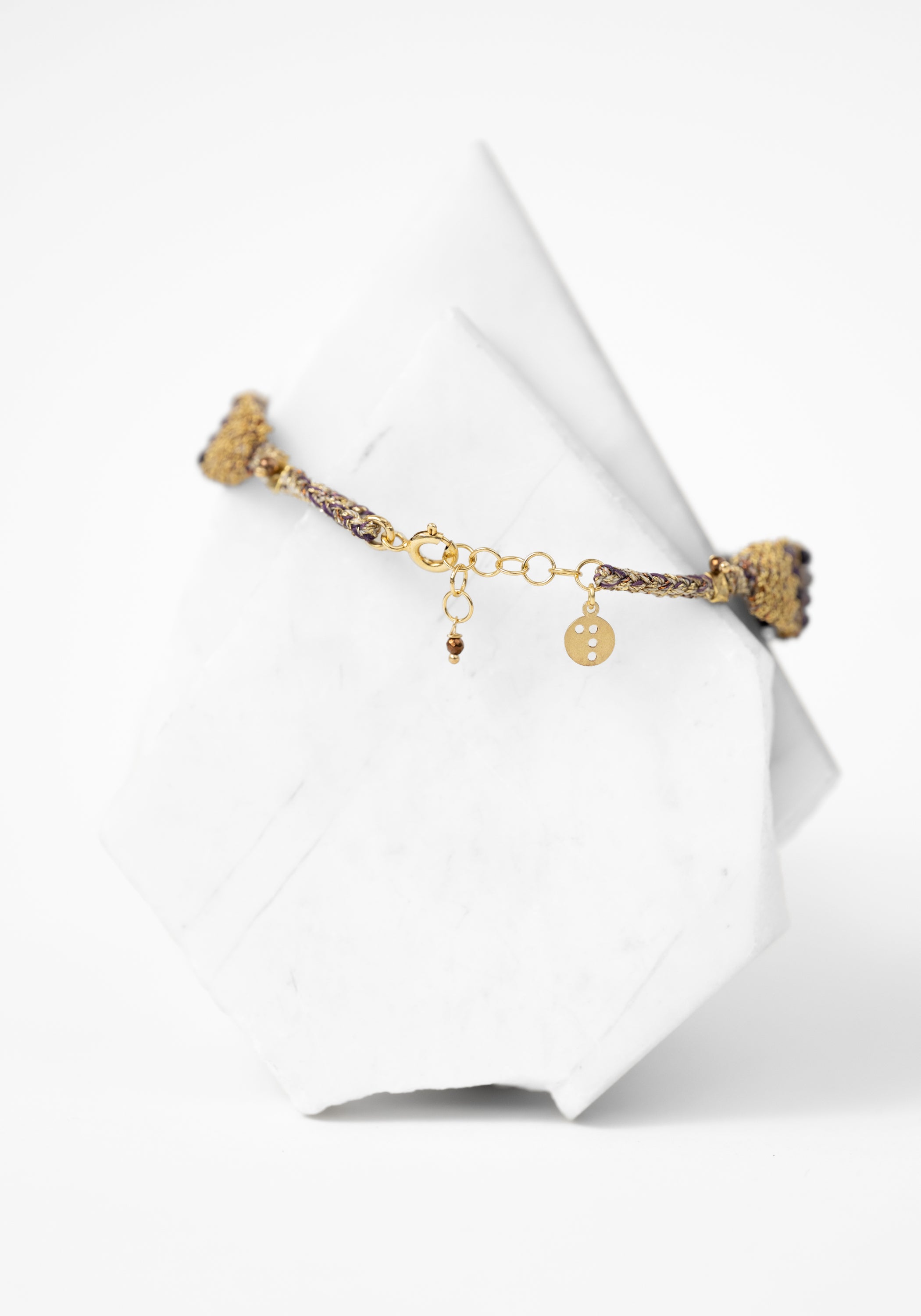 Gold Plated Woven Charoite Bracelet