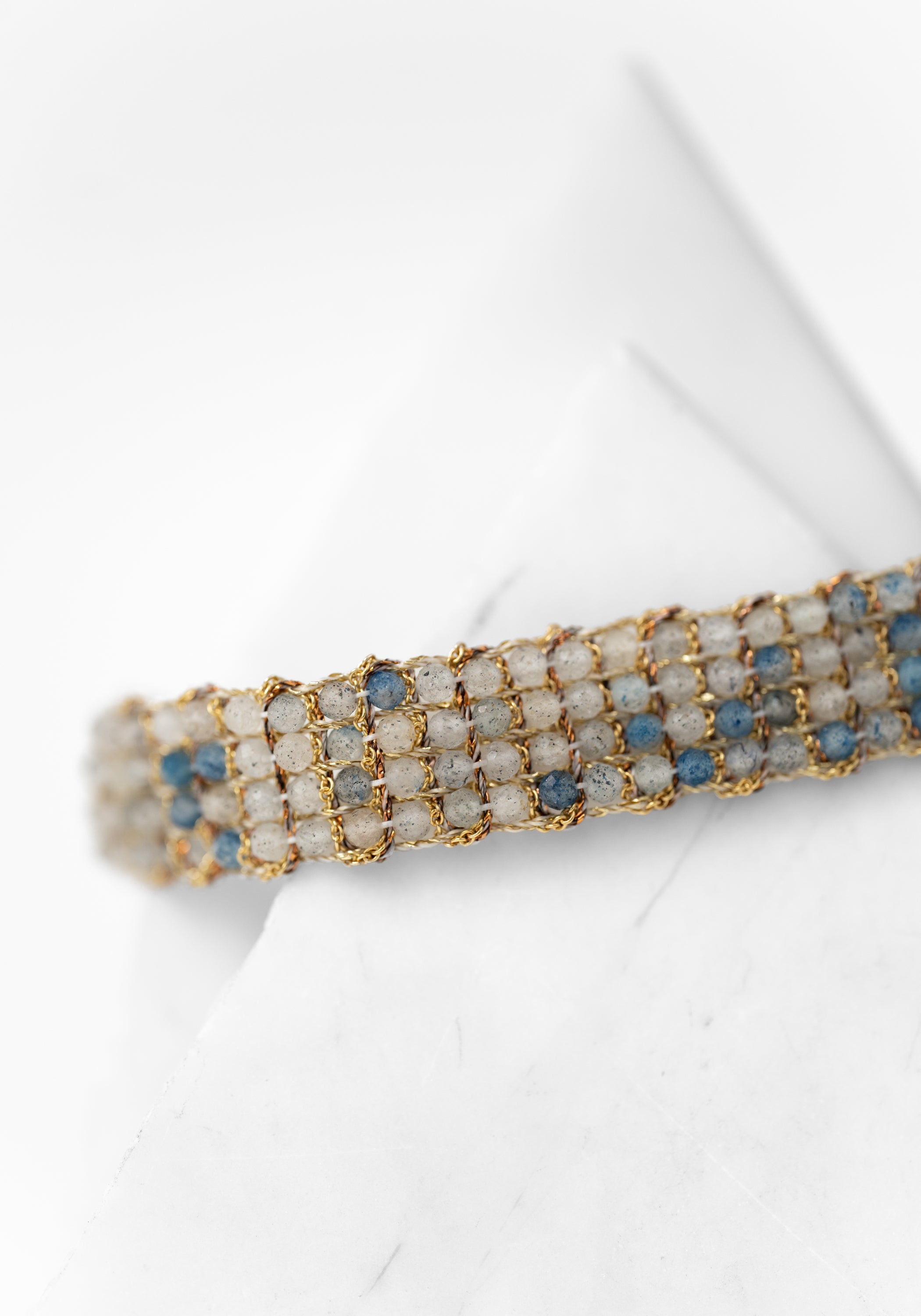Gold Plated Woven Blueberry Jasper Bracelet