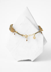Gold Plated Woven Moss Agate Bracelet