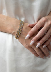 Gold Plated Woven Blueberry Jasper Bracelet