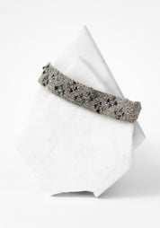 Rhodium Plated Woven Green Tourmaline Bracelet