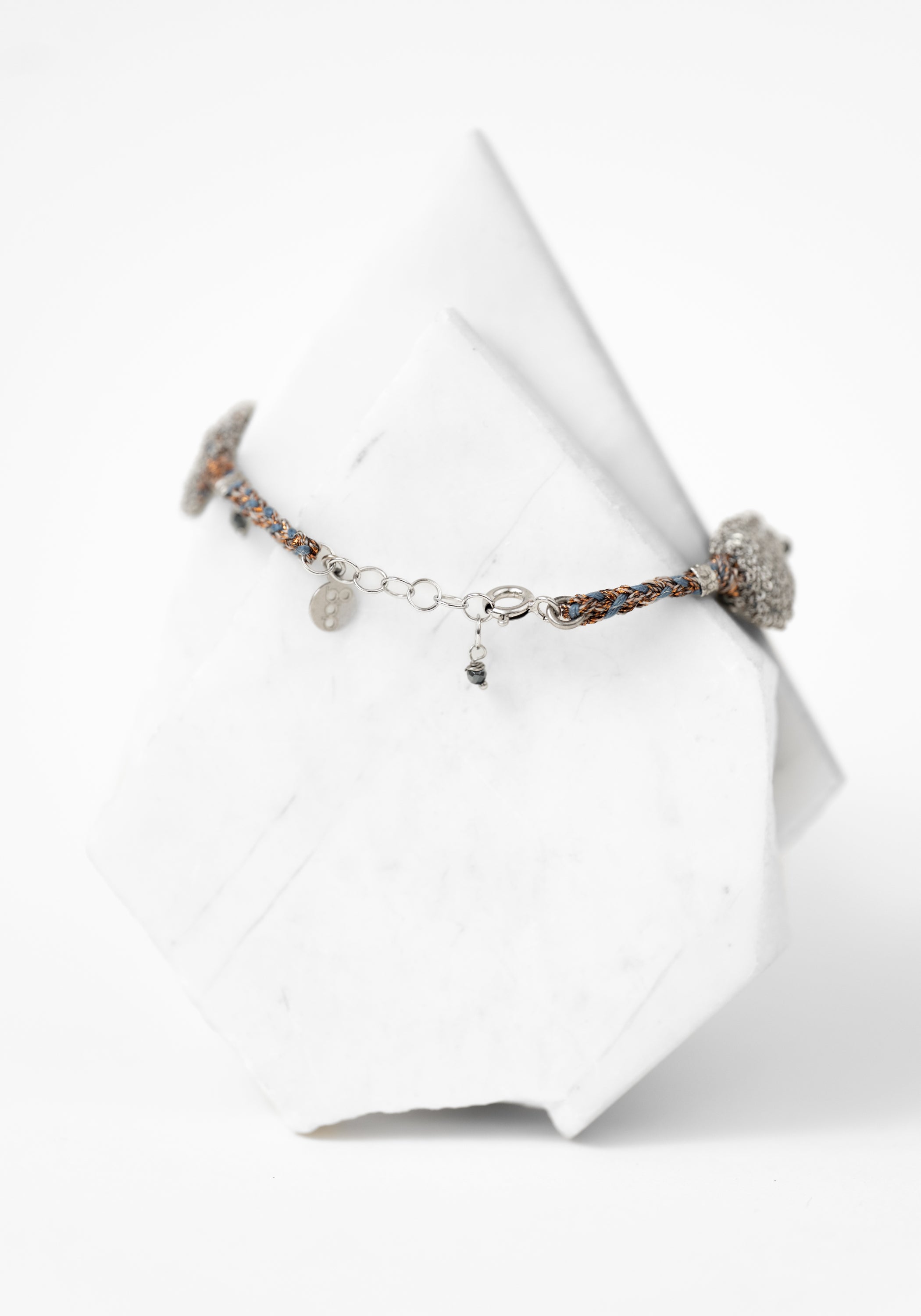 Rhodium Plated Woven Green Tourmaline Bracelet