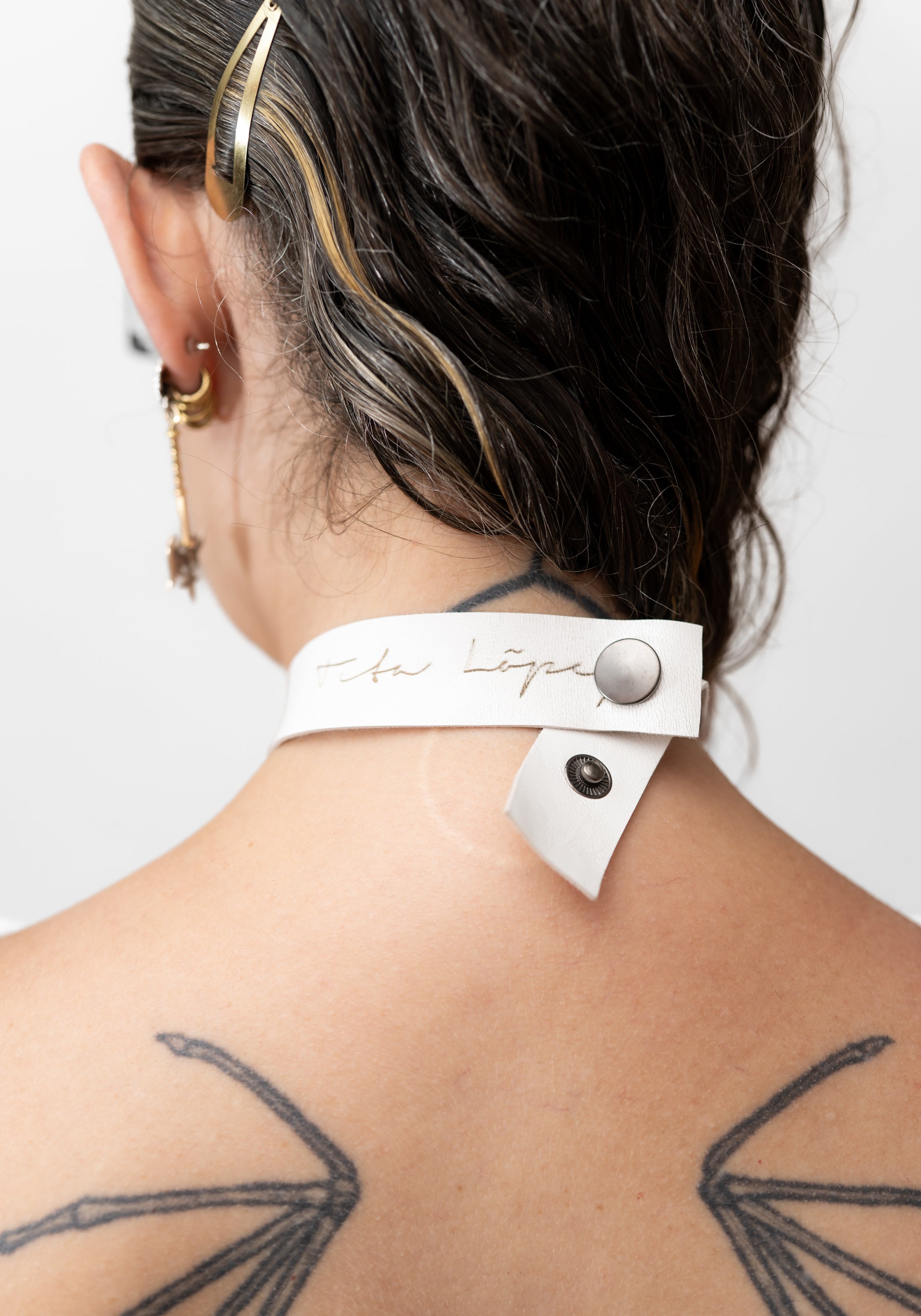 Brass Exvoto Heart Leather Choker