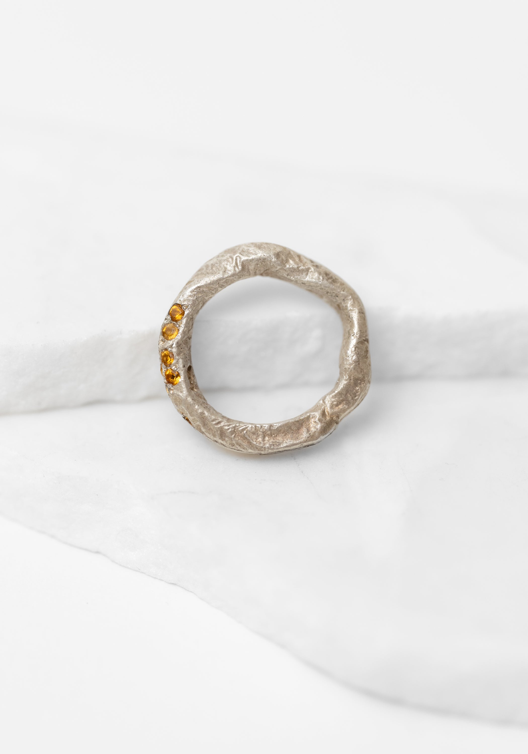 Sterling Citrine Textured Ring