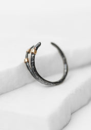 Oxidized Sterling 10K Gold Claw Ring