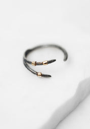 Oxidized Sterling 10K Gold Claw Ring