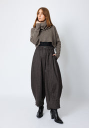 Makko Cropped Wool Blend Knit Sweater with Removable Snood