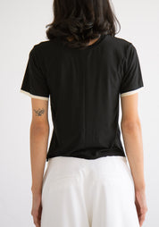 Cropped Contrast Trim T-Shirt