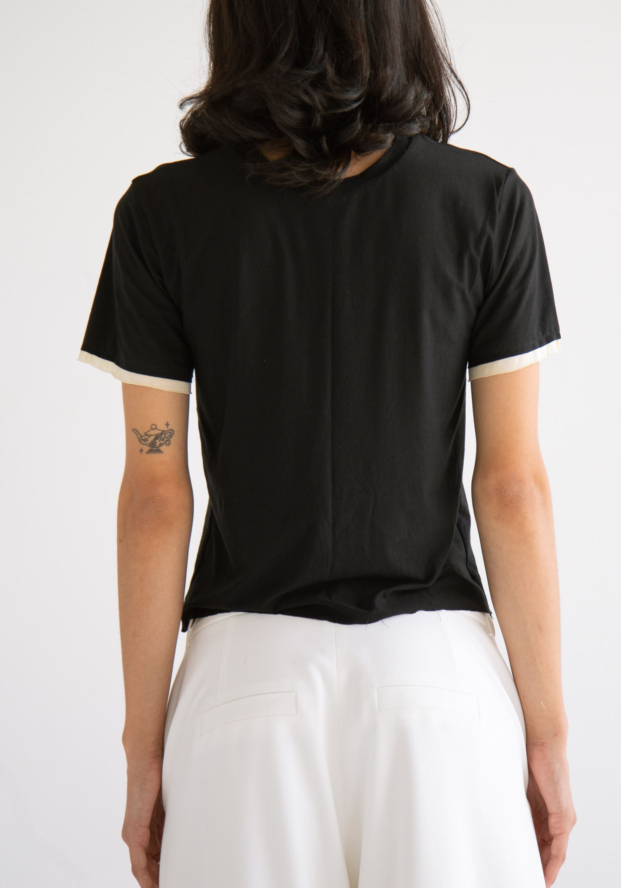 Cropped Contrast Trim T-Shirt
