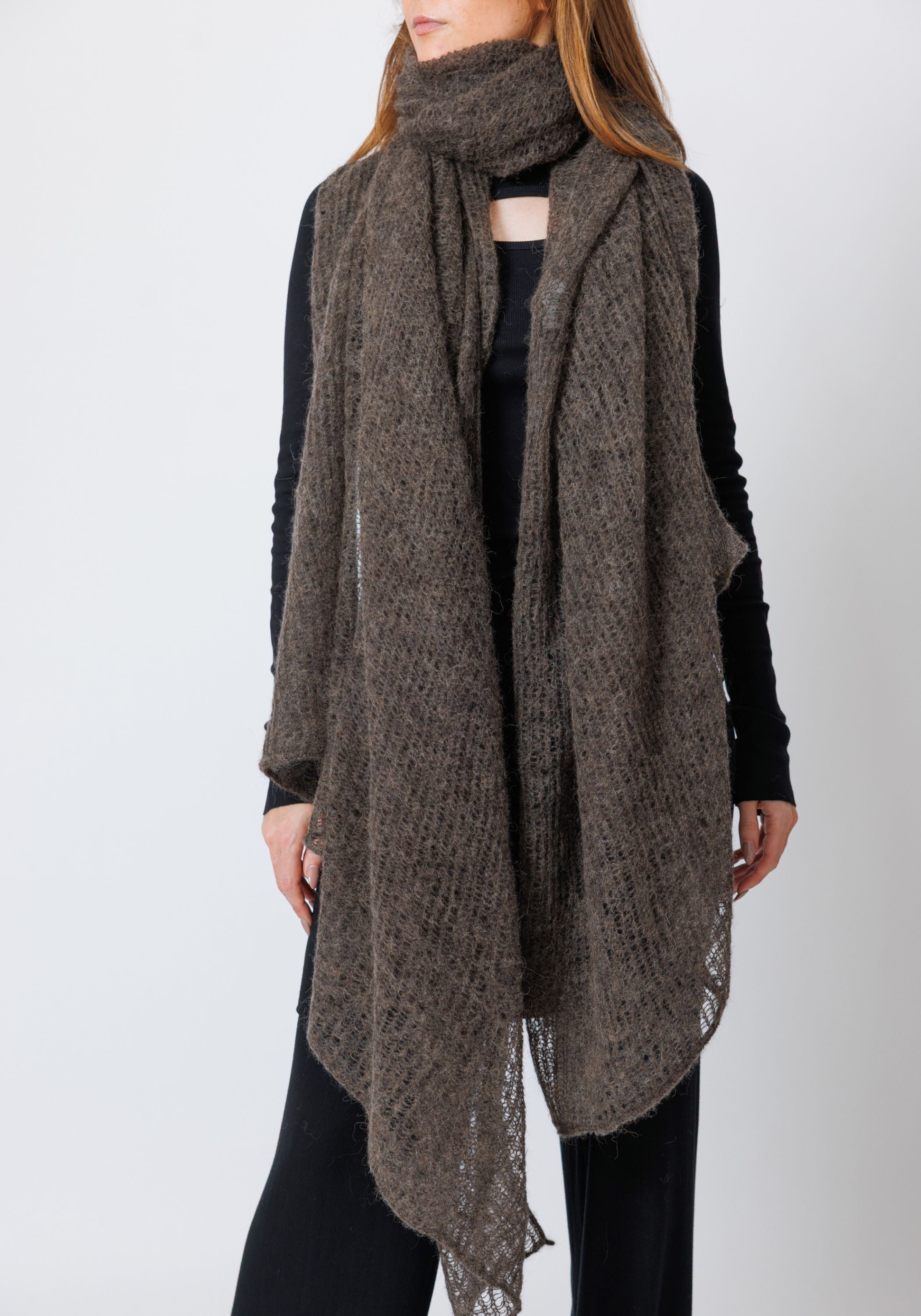 Mistic Oversized Gauzy Wool Blend Knit Scarf