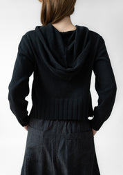 Asymmetric Zip Front Hooded Knit Cardigan - December Thieves