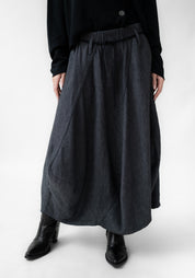 Asymmetric Paneled Linen Blend Bubble Skirt - December Thieves