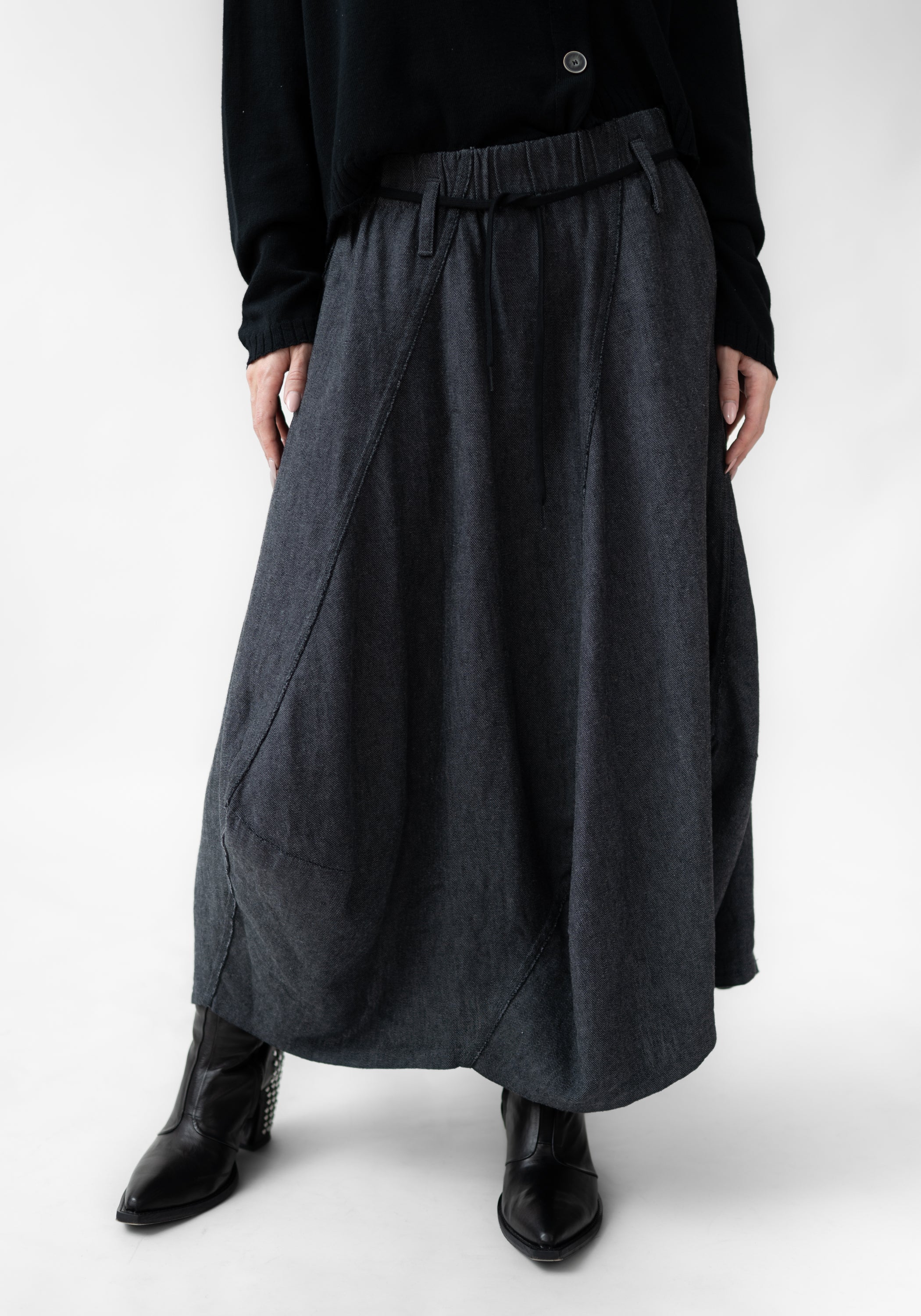 Asymmetric Paneled Linen Blend Bubble Skirt - December Thieves