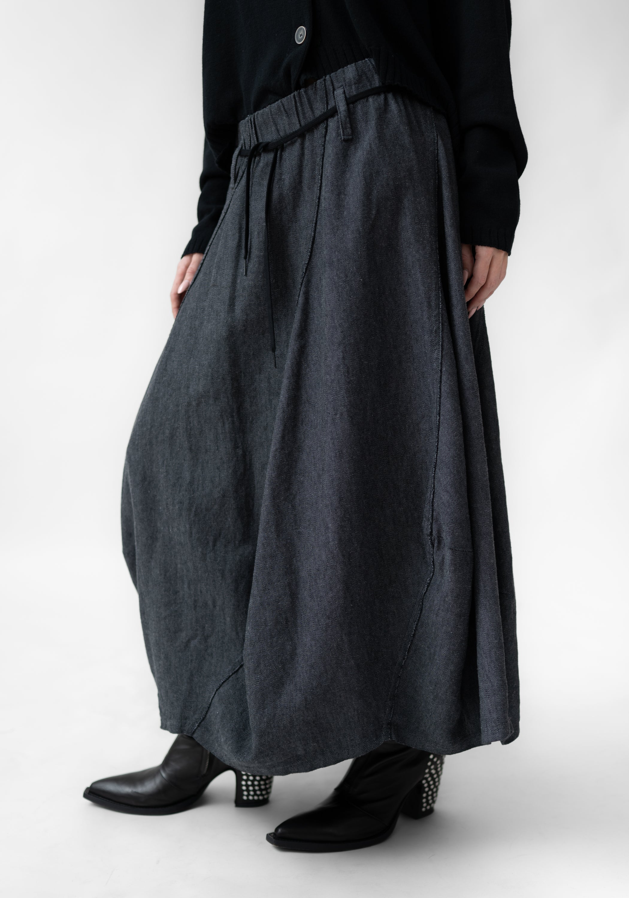 Asymmetric Paneled Linen Blend Bubble Skirt - December Thieves