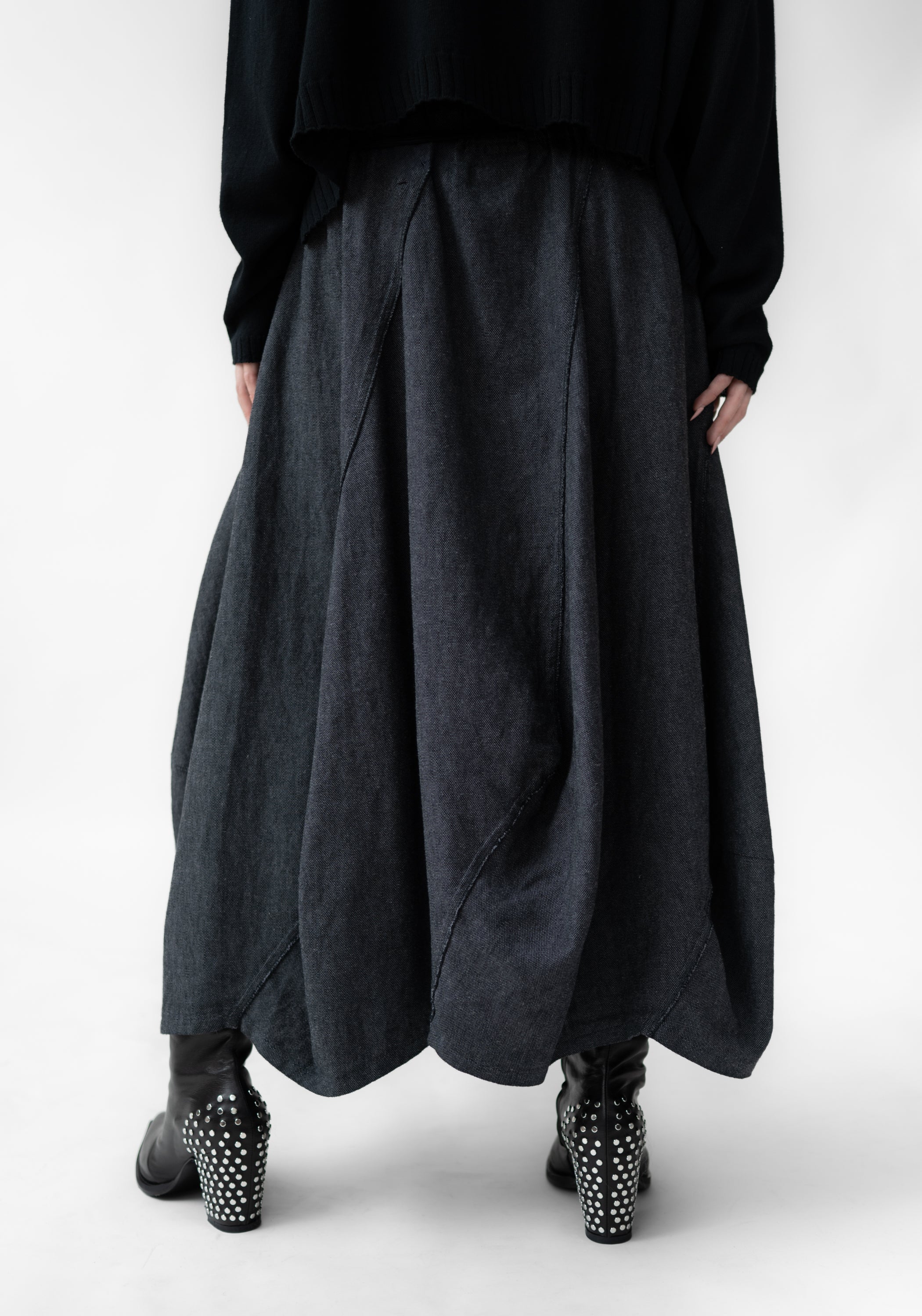 Asymmetric Paneled Linen Blend Bubble Skirt - December Thieves