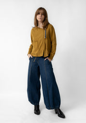 Gathered Hem Wide Leg Denim Pants - December Thieves