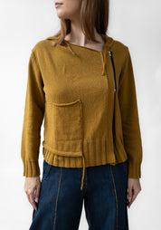 Asymmetric Zip Front Hooded Knit Cardigan - December Thieves