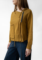 Asymmetric Zip Front Hooded Knit Cardigan - December Thieves