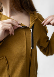 Asymmetric Zip Front Hooded Knit Cardigan - December Thieves