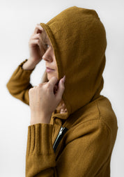 Asymmetric Zip Front Hooded Knit Cardigan - December Thieves