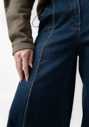 Gathered Hem Wide Leg Denim Pants - December Thieves