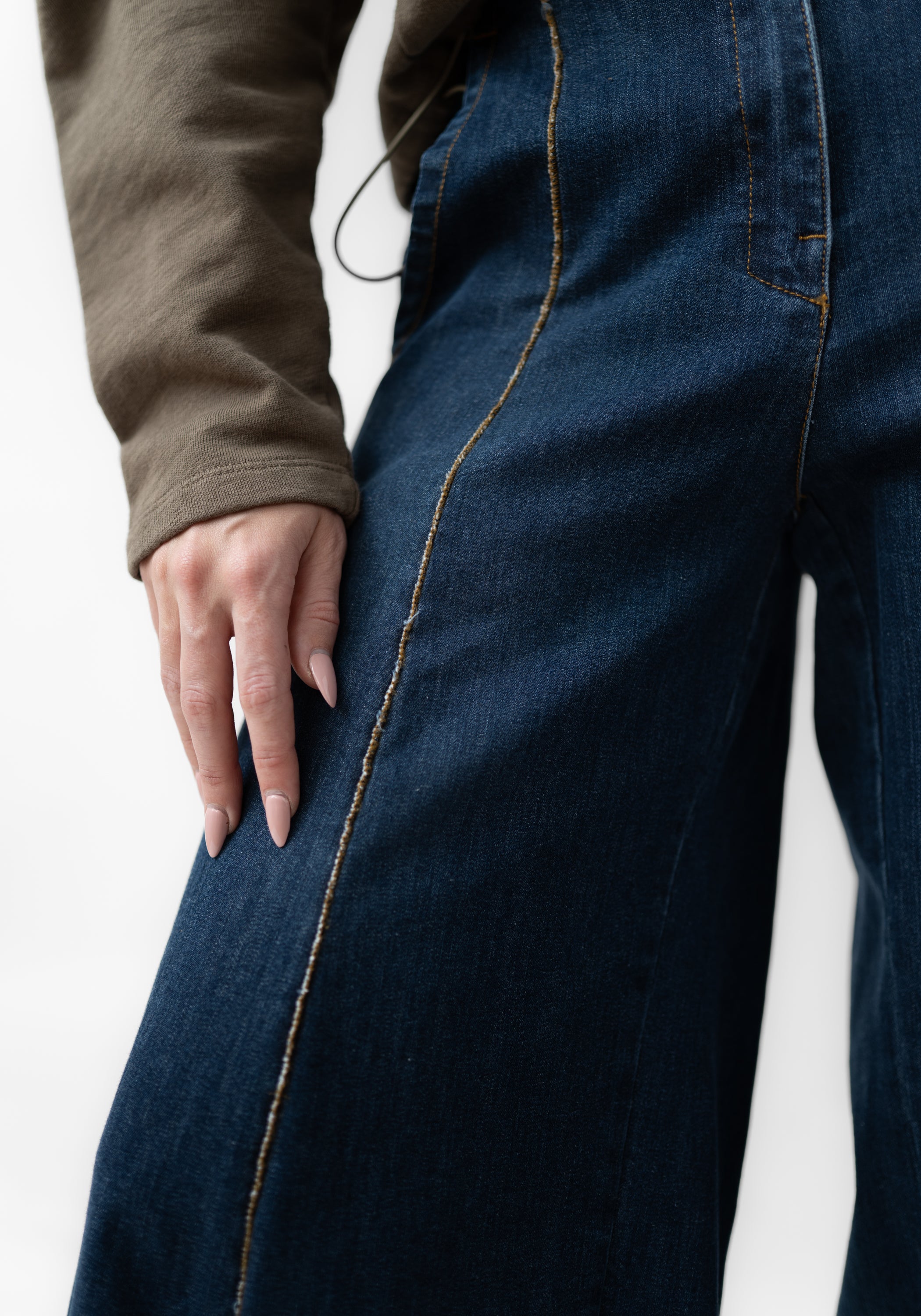 Gathered Hem Wide Leg Denim Pants - December Thieves