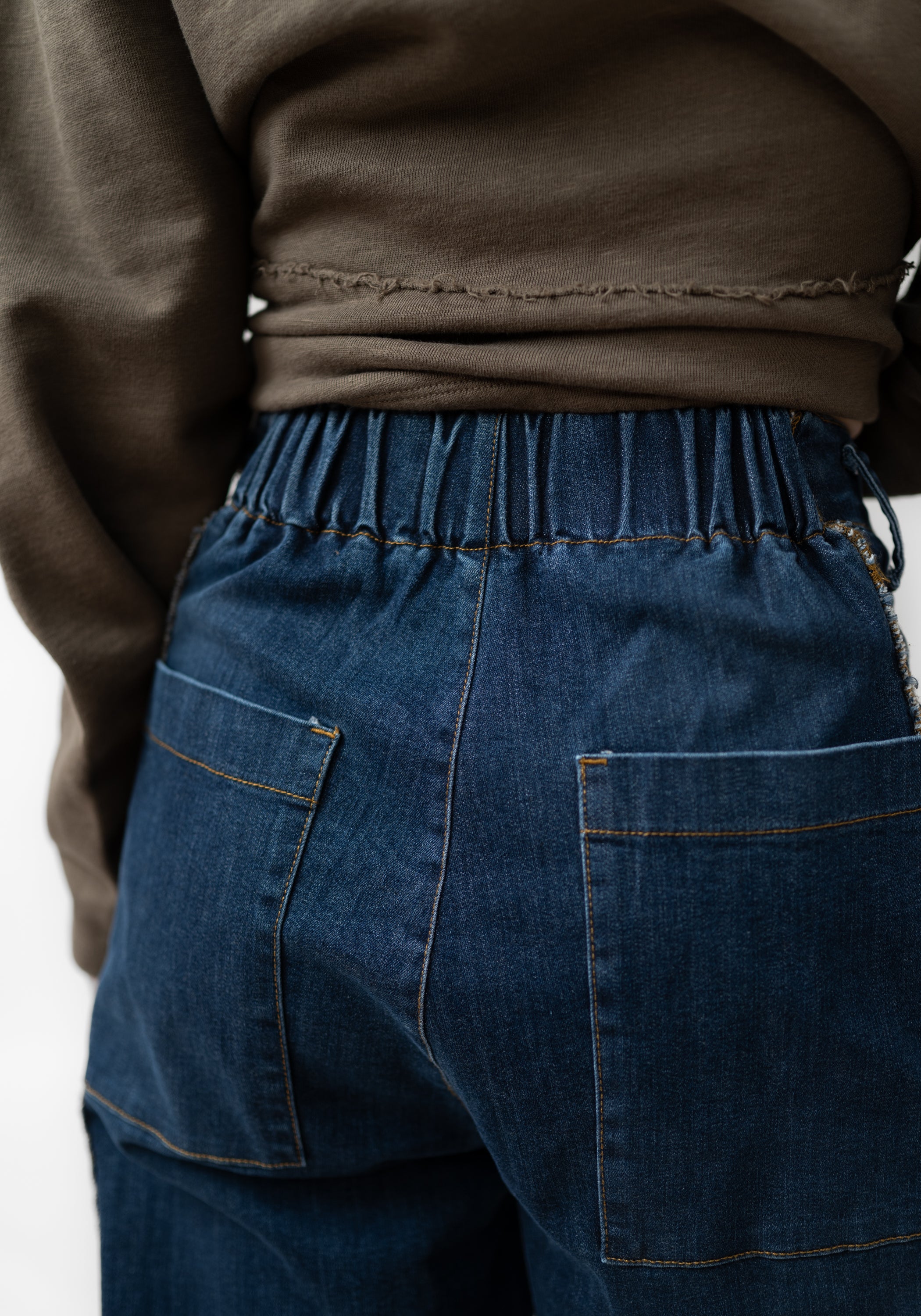 Gathered Hem Wide Leg Denim Pants - December Thieves