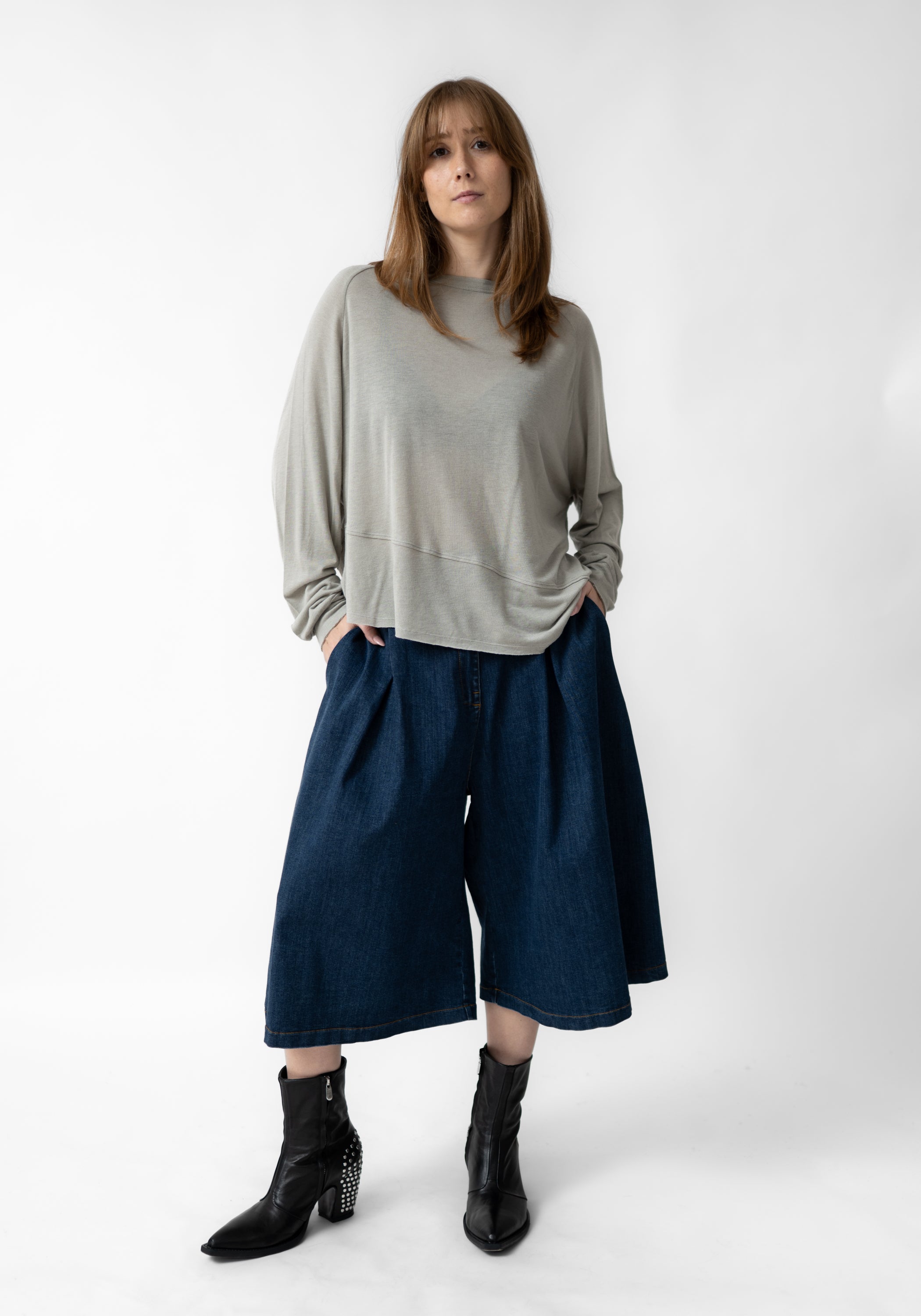 Oversized Asymmetric Wool Blend T-Shirt - December Thieves
