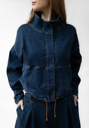 High Neck Cropped Denim Jacket - December Thieves