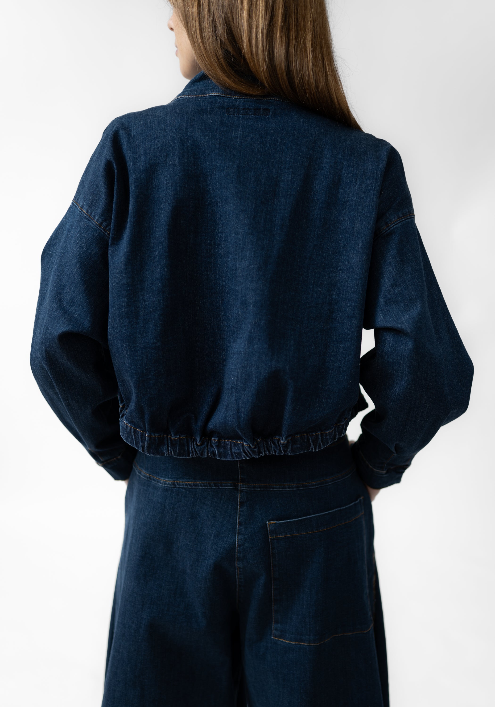 High Neck Cropped Denim Jacket - December Thieves
