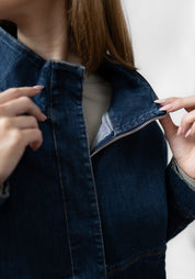 High Neck Cropped Denim Jacket - December Thieves