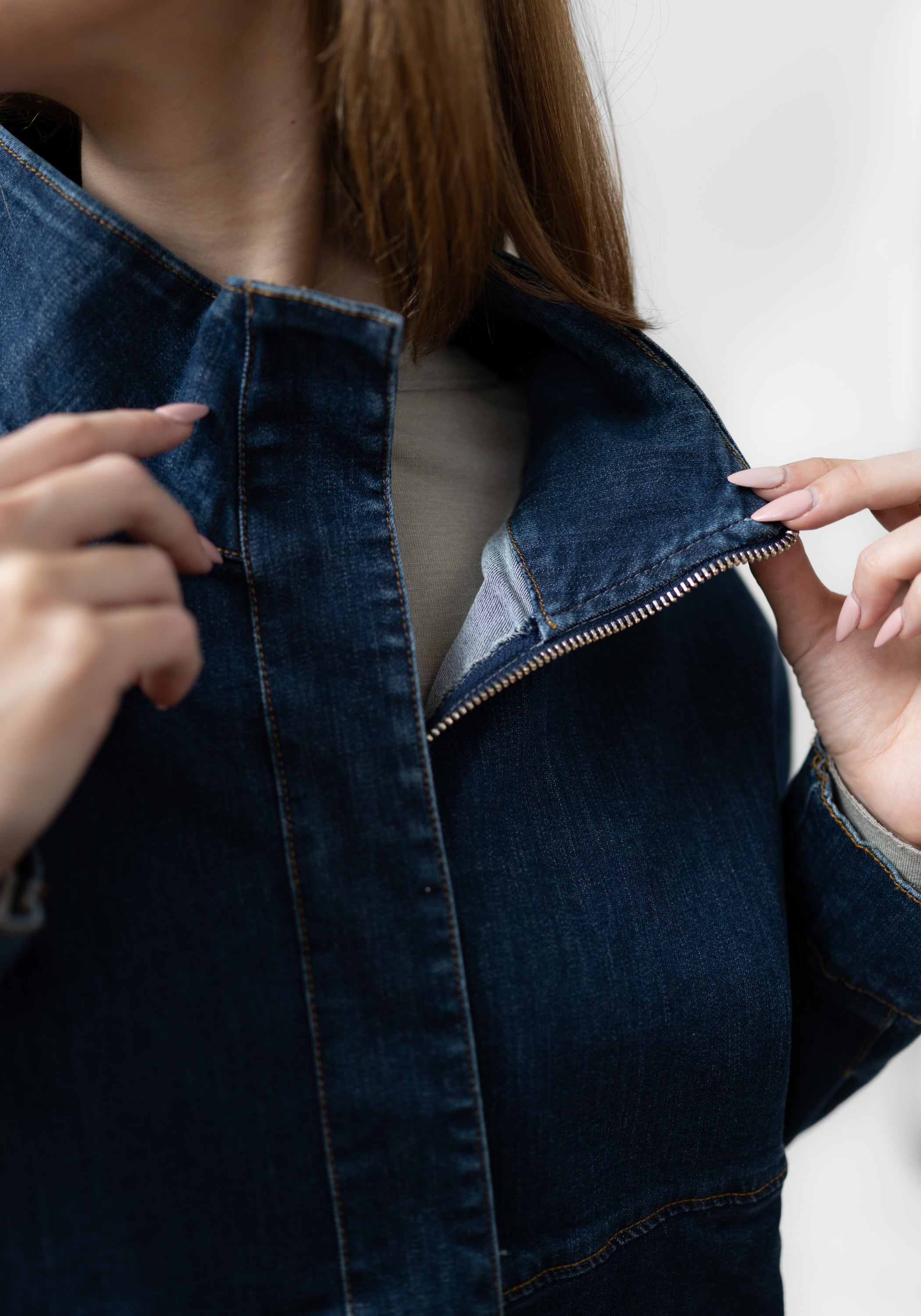 High Neck Cropped Denim Jacket - December Thieves