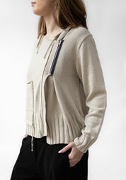 Asymmetric Zip Front Hooded Knit Cardigan - December Thieves