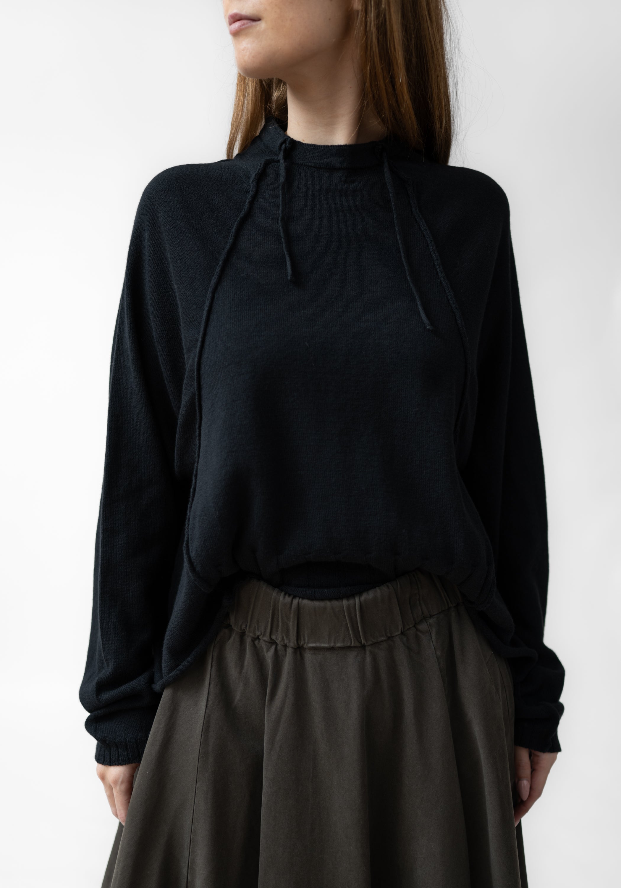 Drawstring Neck Wool Blend Knit Pullover - December Thieves