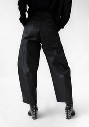 Coated Pleat Detail Tapered Leg Pants