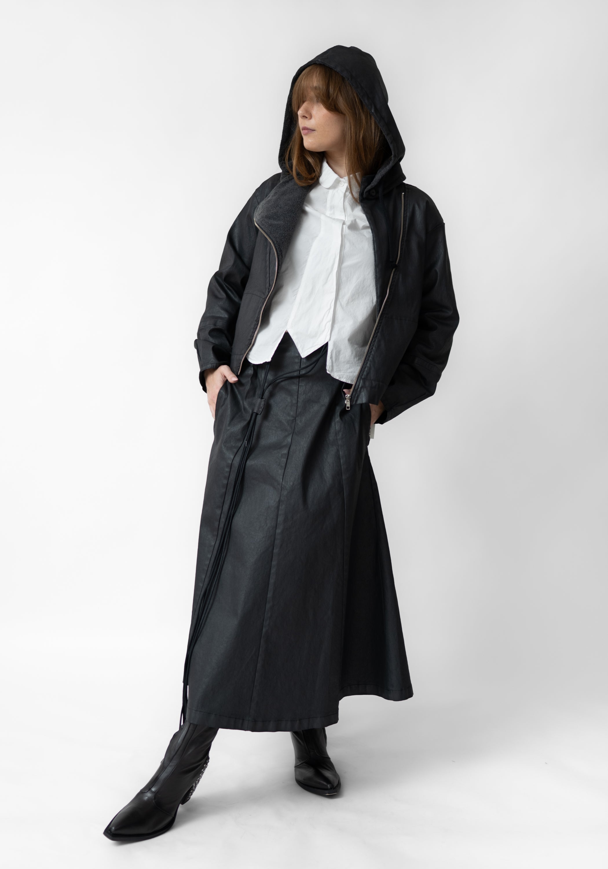 Coated Asymmetric Jacket with Removable Hood - December Thieves
