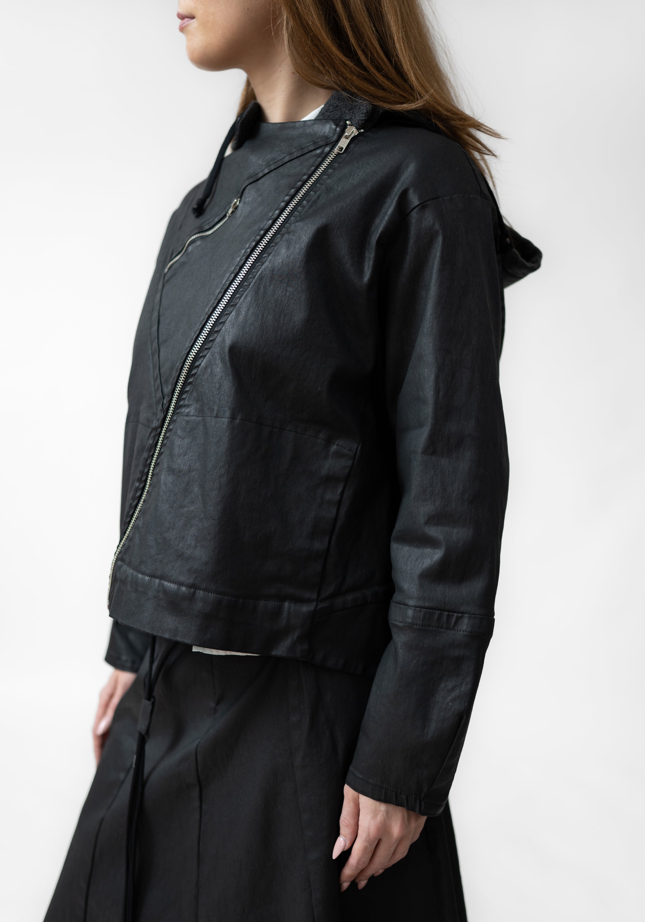 Coated Asymmetric Jacket with Removable Hood - December Thieves