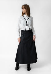 Coated High Waisted Maxi Skirt with Braces - December Thieves
