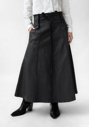 Coated High Waisted Maxi Skirt with Braces - December Thieves