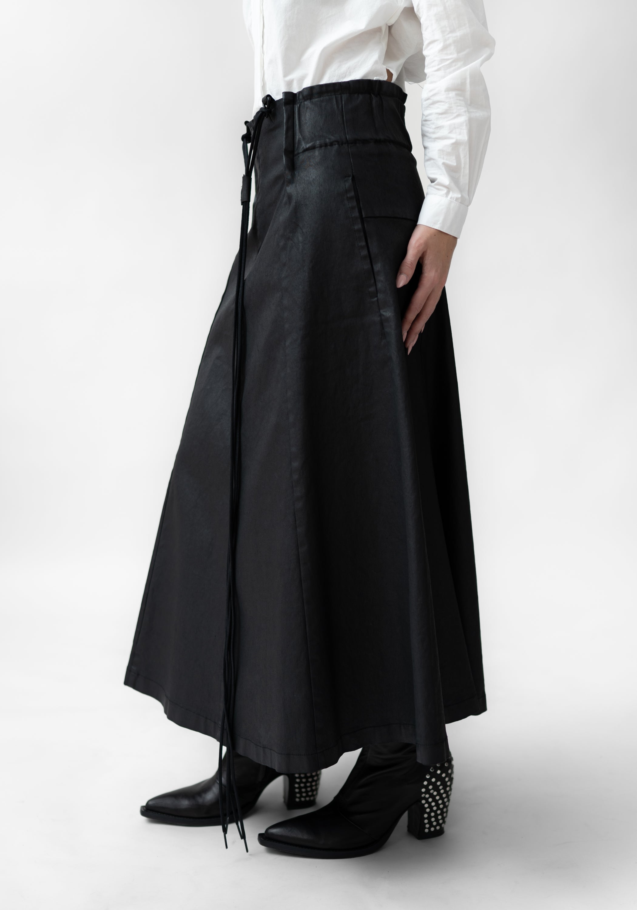 Coated High Waisted Maxi Skirt with Braces - December Thieves