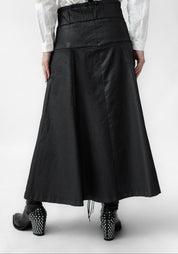 Coated High Waisted Maxi Skirt with Braces - December Thieves