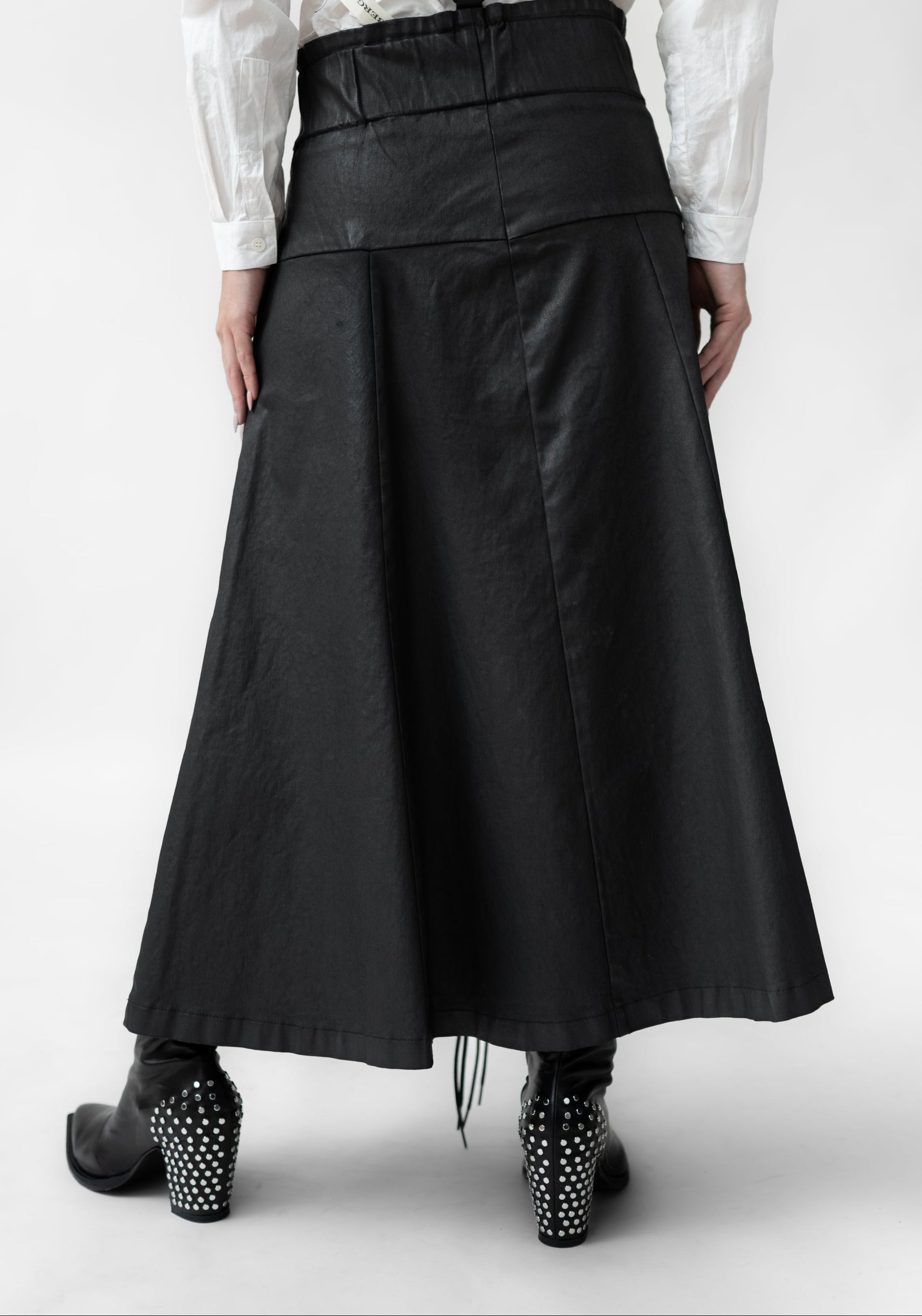Coated High Waisted Maxi Skirt with Braces - December Thieves