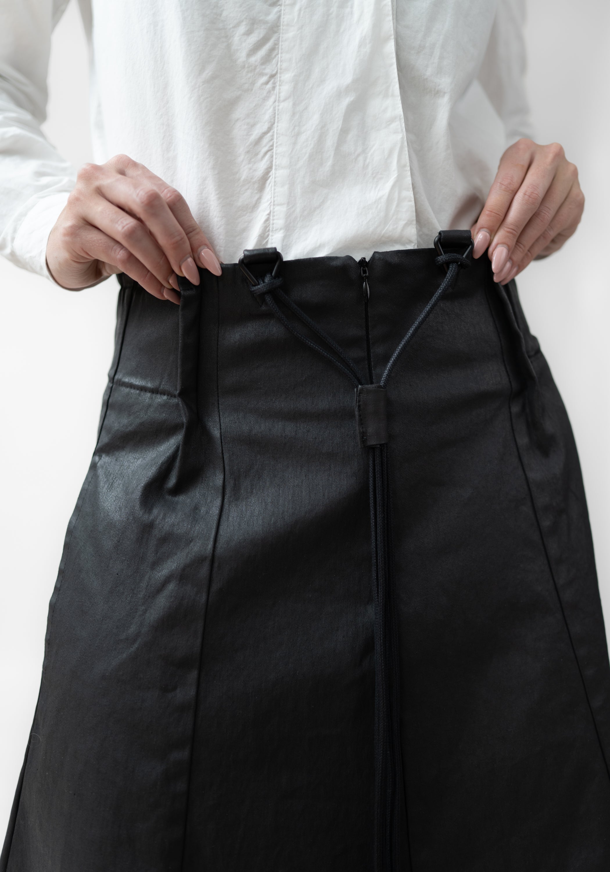 Coated High Waisted Maxi Skirt with Braces - December Thieves