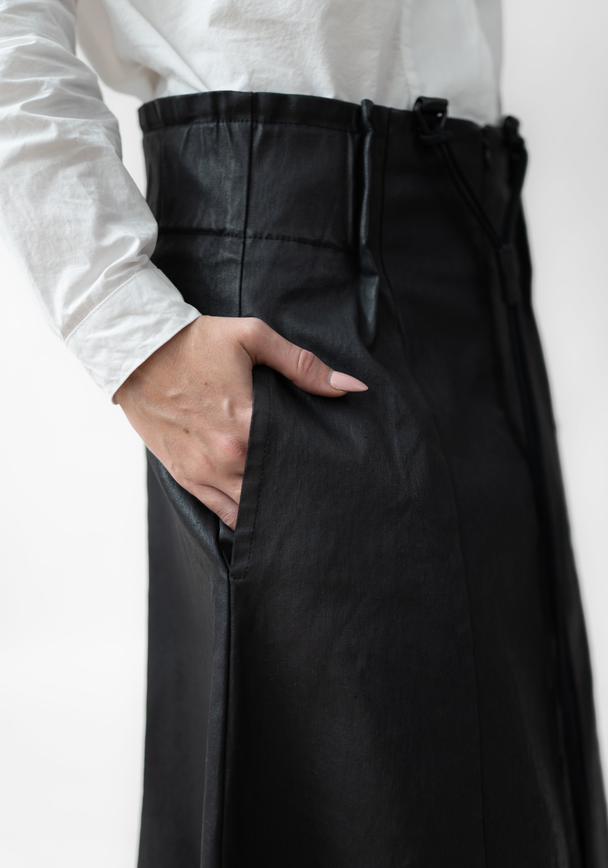 Coated High Waisted Maxi Skirt with Braces - December Thieves